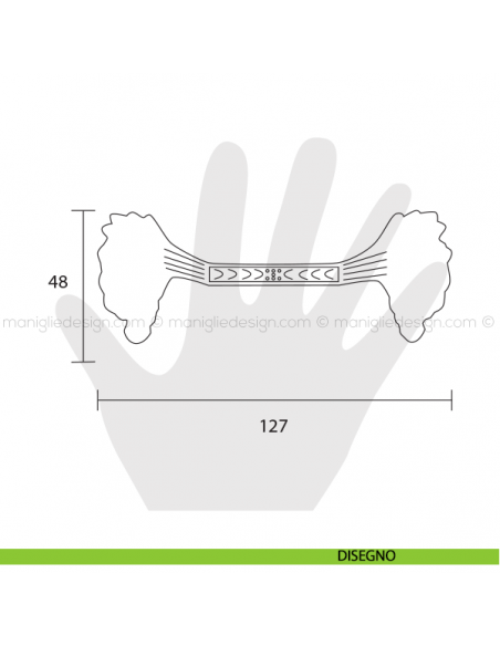 Maniglia per mobile Metal Style ottone antico interasse 64 mm MG4187 disegno