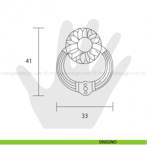 Maniglia ciondolo per mobile Metal Style ottone antico 32x41 mm MG2667 disegno