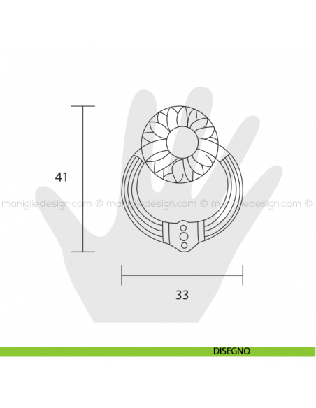 Maniglia ciondolo per mobile Metal Style ottone antico 32x41 mm MG2667 disegno