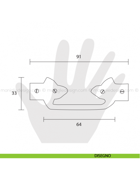 Maniglia per mobile Metal Style ottone antico interasse 64 mm MG4183 disegno