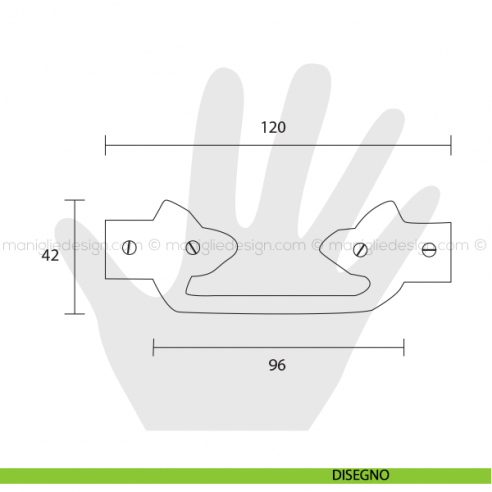 Maniglia per mobile Metal Style ottone antico interasse 96 mm MG4184 disegno