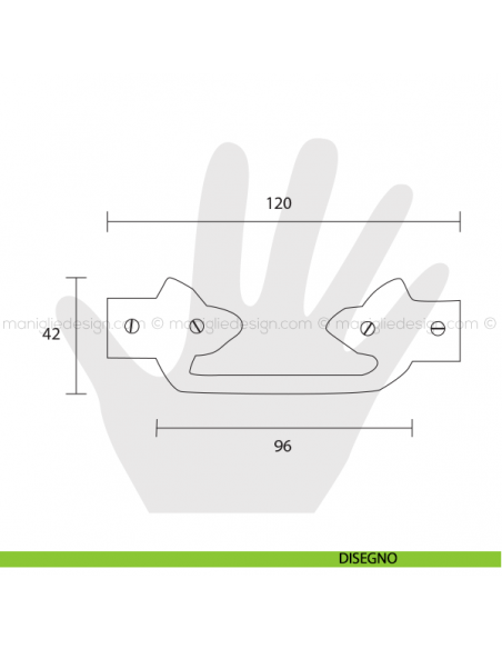 Maniglia per mobile Metal Style ottone antico interasse 96 mm MG4184 disegno
