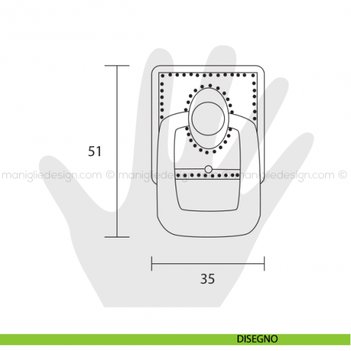 Maniglia ciondolo per mobile Metal Style ottone antico 33x51 mm MG2923 disegno