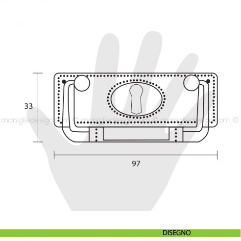 Maniglia foro chiave anticata per mobile Metal Style interasse 64 mm MG2535 disegno