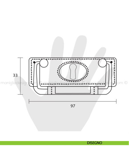 Maniglia foro chiave anticata per mobile Metal Style interasse 64 mm MG2535 disegno