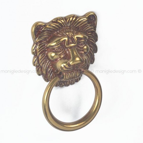 Maniglia leone per mobile Metal Style oro patinato