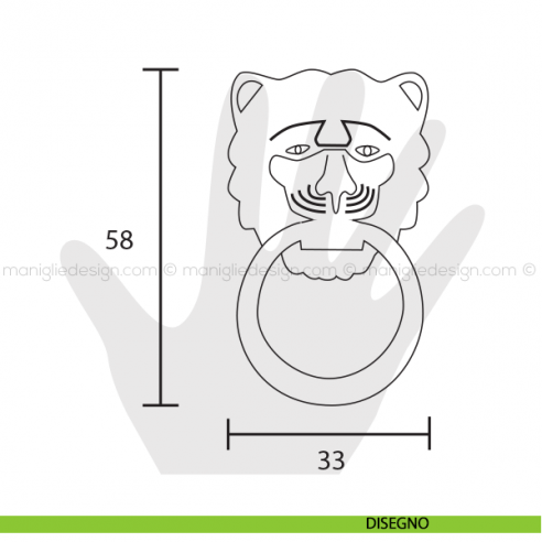 Maniglia leone per mobile Metal Style oro patinato disegno