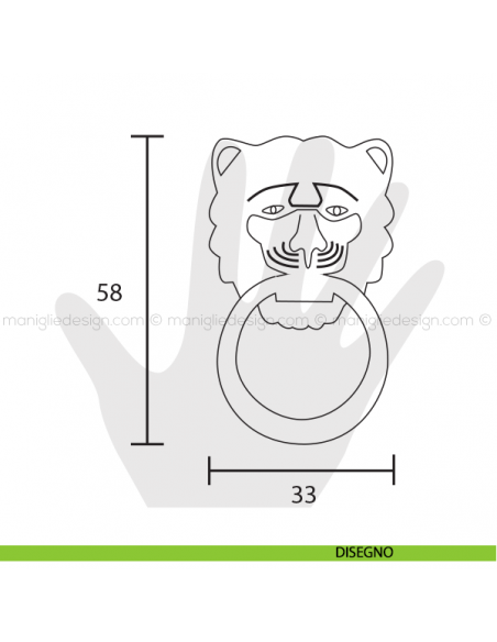Maniglia leone per mobile Metal Style oro patinato disegno