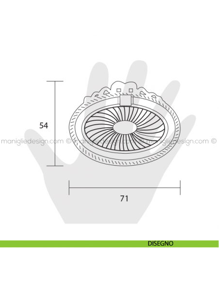 Maniglia ottone anticato per mobile Metal Style interasse 32 mm MG2414 disegno
