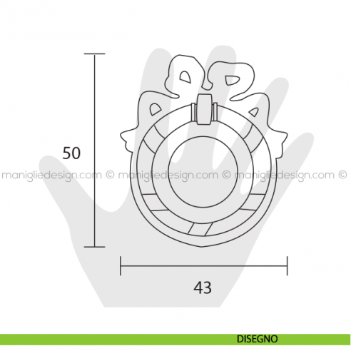 Maniglia per mobile Metal Style Patinè BM interasse 50 mm MG2858 disegno