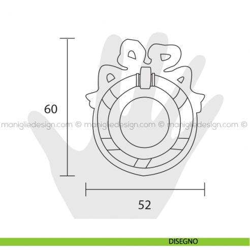 Maniglia per mobile Metal Style Patinè BM interasse 60 mm MG2864 disegno
