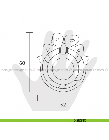 Maniglia per mobile Metal Style Patinè BM interasse 60 mm MG2864 disegno