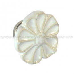 Pomolo in ceramica bianca per mobile Metal Style nichel lucido MG30100