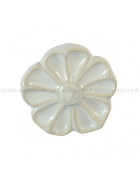 Pomolo in ceramica bianca per mobile Metal Style nichel lucido MG30100