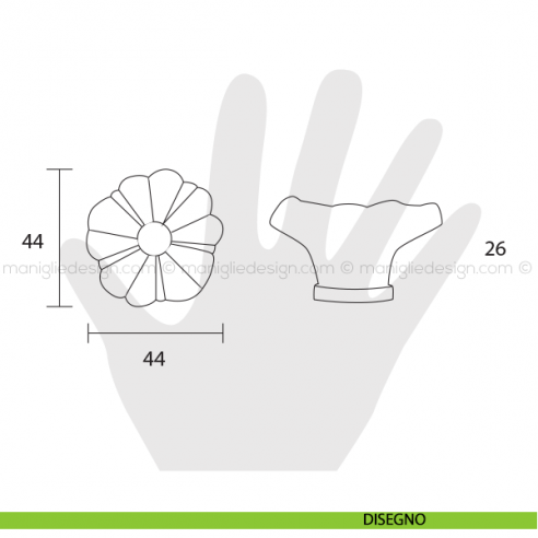 Pomolo in ceramica bianca per mobile Metal Style nichel lucido MG30100 disegno
