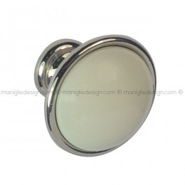 Pomolo ceramica avorio per mobile Metal Style nickel lucido MG32302