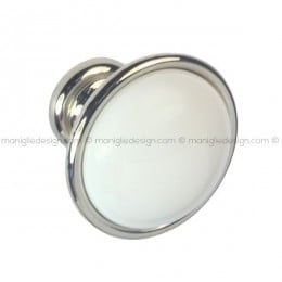 Pomolo ceramica bianca per mobile Metal Style nickel lucido MG31000