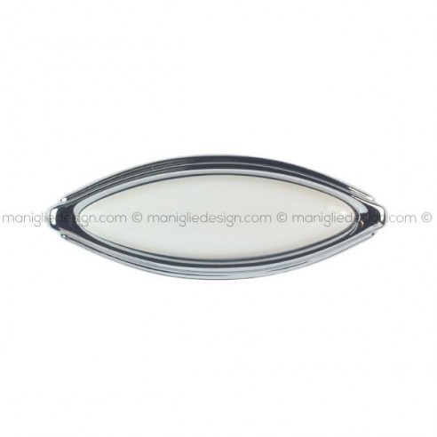 Pomolo ceramica bianca per mobile Metal Style cromo lucido MG31047