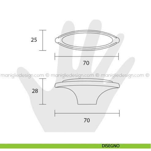 Pomolo ceramica bianca per mobile Metal Style cromo lucido MG31047 disegno
