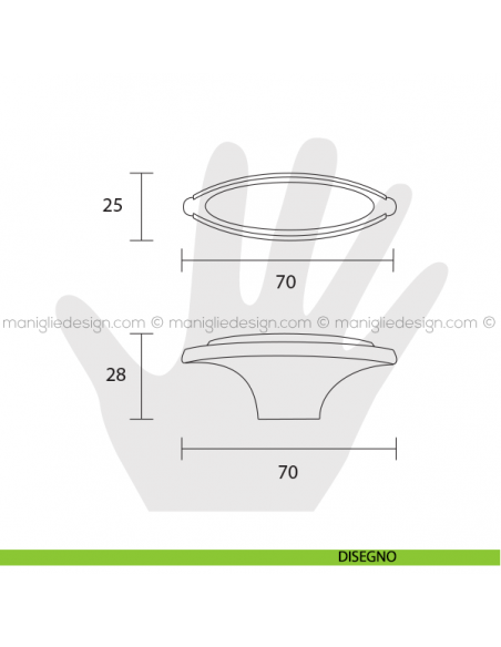 Pomolo ceramica bianca per mobile Metal Style cromo lucido MG31047 disegno