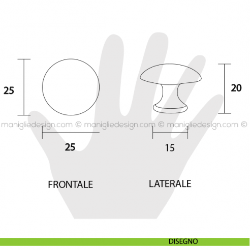 Pomolo per mobile Metal Style ottone antico diametro 25 mm MG6527 disegno