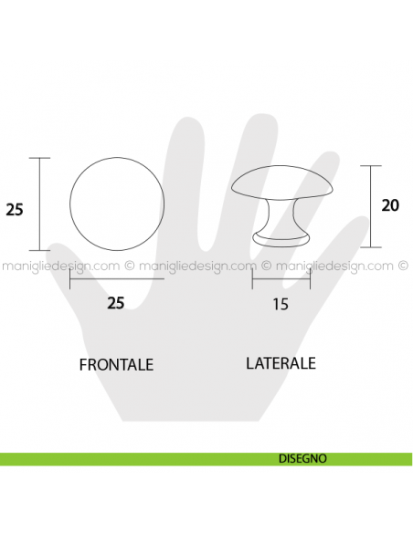 Pomolo per mobile Metal Style ottone antico diametro 25 mm MG6527 disegno