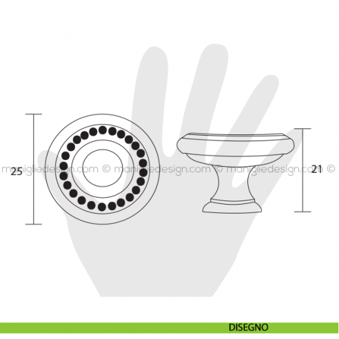 Pomolo classico per mobile Metal Style patinè bm diametro 25 mm MG6635 disegno
