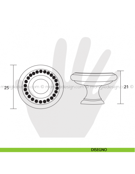 Pomolo classico per mobile Metal Style patinè bm diametro 25 mm MG6635 disegno