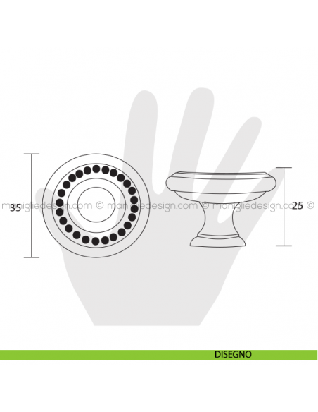 Pomolo classico per mobile Metal Style patinè bm diametro 35 mm MG6643 disegno