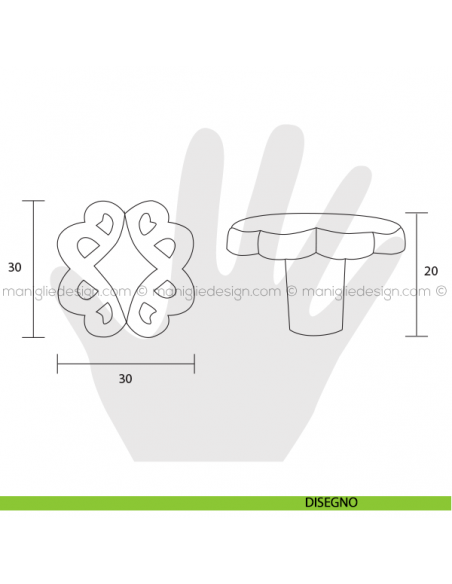 Pomolo rustico per mobile Metal Style florence diametro 30 mm MG19996 disegno
