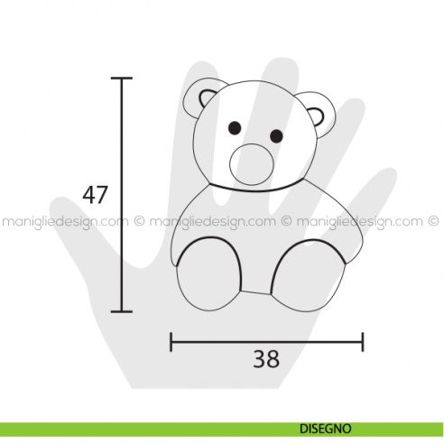 Pomolo orso per mobile Estamp 5622 disegno