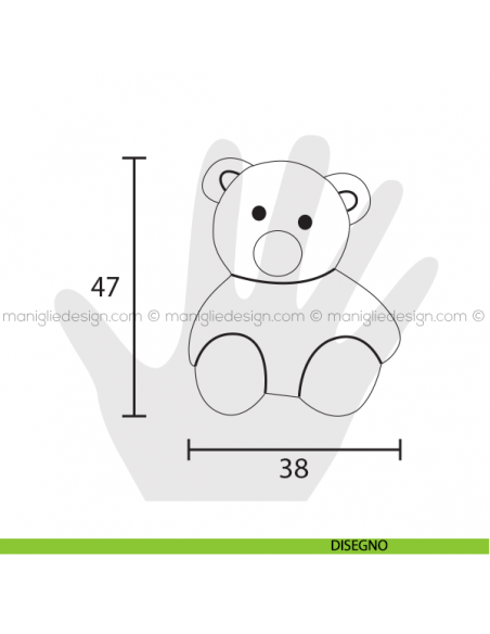 Pomolo orso per mobile Estamp 5622 disegno