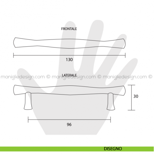 Maniglia per mobile Estamp oro lucido interasse 96 mm 7061/100 disegno