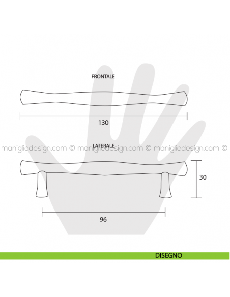 Maniglia per mobile Estamp oro lucido interasse 96 mm 7061/100 disegno