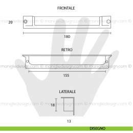 Maniglia incasso rettangolare per cassetto Estamp cromo opaco 3730 2