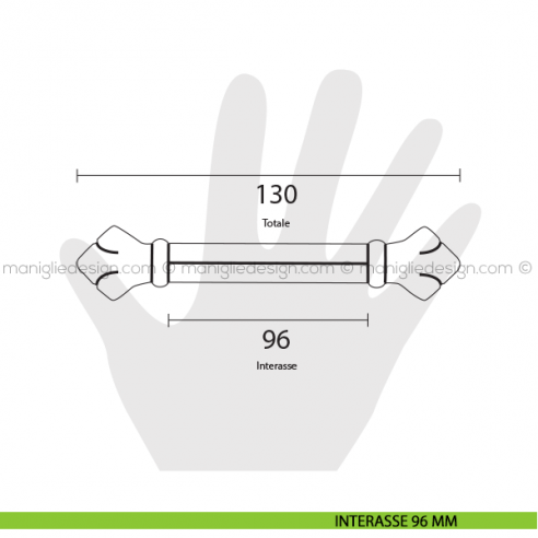 Maniglia per mobile Metal Style Florence interasse 96 mm MG20427 disegno