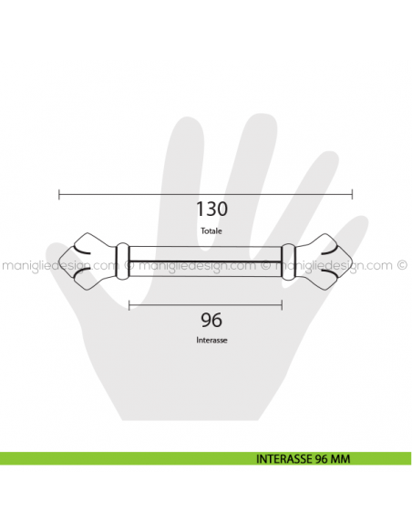 Maniglia per mobile Metal Style Florence interasse 96 mm MG20427 disegno