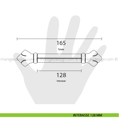 Maniglia per mobile Metal Style Florence interasse 128 mm MG38902 disegno