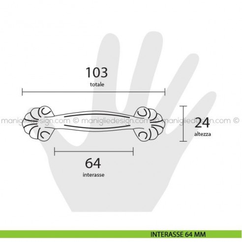 Maniglia per mobile Metal Style Florence interasse 64 mm MG20843 disegno