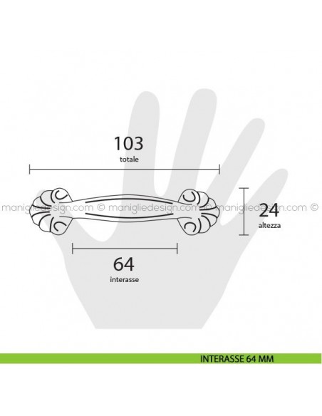 Maniglia per mobile Metal Style Florence interasse 64 mm MG20843 disegno