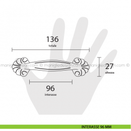 Maniglia per mobile Metal Style Florence interasse 96 mm MG20841 2
