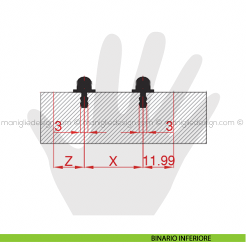 Binario in plastica per mobile Terno scorrevole da 3 mt binario inferiore
