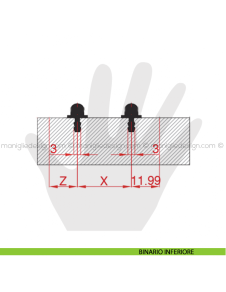 Binario in plastica per mobile Terno scorrevole da 3 mt binario inferiore