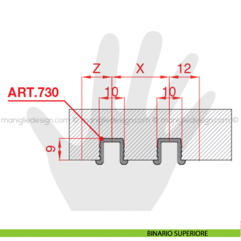 Binario in plastica per mobile Terno scorrevole da 3 mt binario superiore