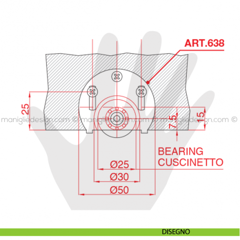 Scorrevole inferiore per mobile Terno scorrevole 638 disegno