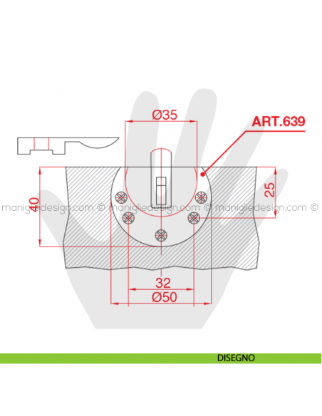 Guida superiore per mobile Terno scorrevole 639 disegno