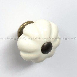 Pomolo zucca ceramica avorio per mobile Metal Style anticato MG28431