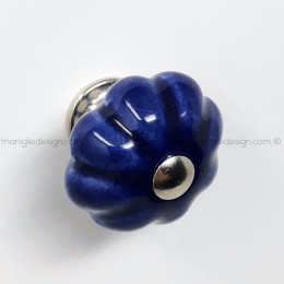 Pomolo zucca ceramica blu per mobile Metal Style cromo MG37971