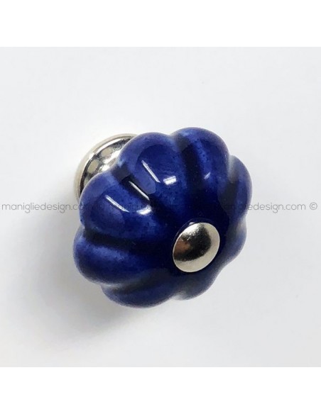 Pomolo zucca ceramica blu per mobile Metal Style cromo MG37971