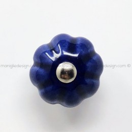 Pomolo zucca ceramica blu per mobile Metal Style cromo MG37971 2